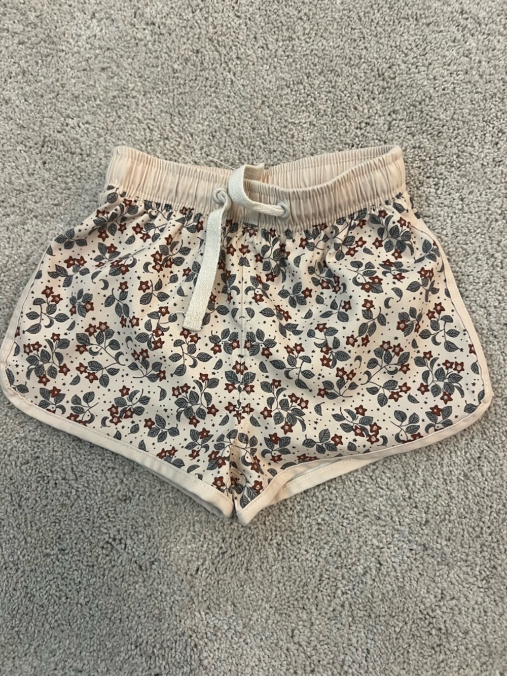 Rylee + Cru Cream Swim Trunks with Floral Print